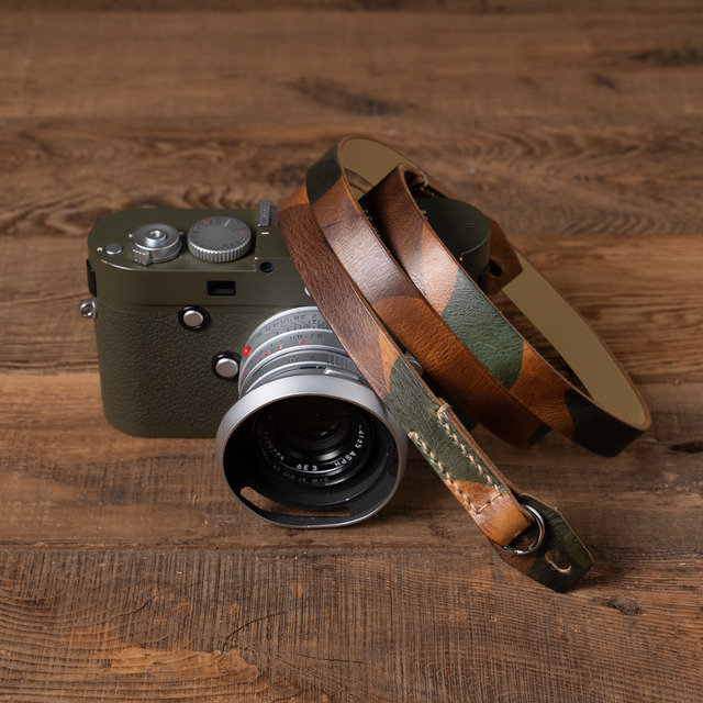 Full Leather Camera Neck Strap 008 (Cura Split Rings)